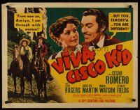 9s785 VIVA CISCO KID style A 1/2sh '40 cool image of Cesar Romero, Jean Rogers!
