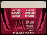 9t562 ALL NEAT IN BLACK STOCKINGS Belgian '69 Susan George, discover the new excitement of sharing!