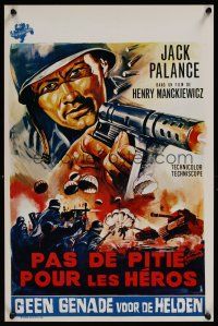 9t576 BULLET FOR ROMMEL Belgian '69 cool close up art of Jack Palance with machine gun!