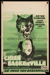 9t617 HOUND OF THE BASKERVILLES Belgian '59 Peter Cushing, great blood-dripping dog artwork!