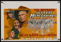 9t647 MAGNIFICENT SEVEN Belgian '60 Yul Brynner, Steve McQueen, John Sturges' 7 Samurai western!