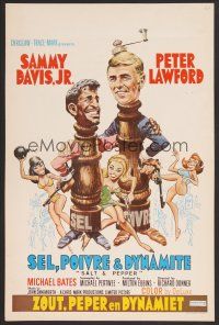 9t703 SALT & PEPPER Belgian '68 great art of Sammy Davis & Peter Lawford by Jack Davis!
