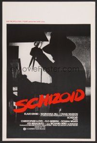 9t708 SCHIZOID Belgian '80 cool silhouette of crazed madman Klaus Kinski attacking w/scissors!