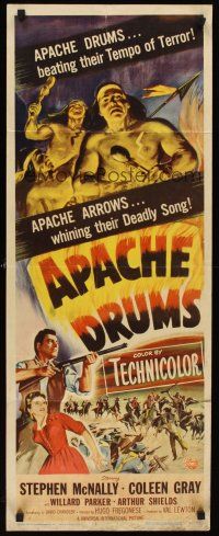 9t016 APACHE DRUMS insert '51 Val Lewton's last, art of Stephen McNally & Coleen Gray!