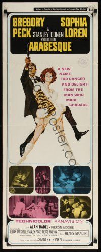 9t018 ARABESQUE insert '66 Gregory Peck, sexy Sophia Loren, ultra mod, ultra mad, ultra mystery!