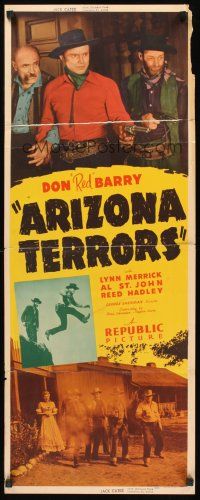 9t019 ARIZONA TERRORS insert '42 Don Red Barry & Fuzzy St. John pointing their guns!
