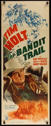 9t025 BANDIT TRAIL insert '41 cool close up art of Tim Holt with pistol + stagecoach artwork!