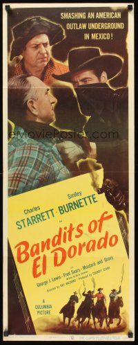 9t026 BANDITS OF EL DORADO insert '49 art of Charles Starrett as The Durango Kid + Smiley!