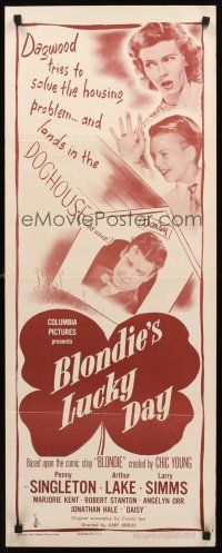 9t042 BLONDIE'S LUCKY DAY insert '46 Penny Singleton has Dagwood in the doghouse as usual!
