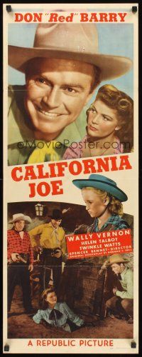 9t059 CALIFORNIA JOE insert '43 great close up of smiling cowboy Don Red Barry, Twinkle Watts