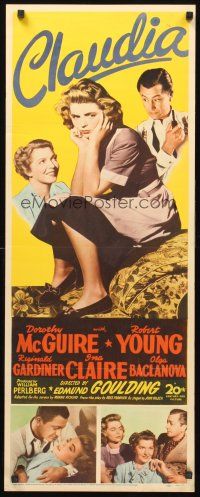 9t073 CLAUDIA insert '43 full-length Dorothy McGuire + Robert Young & Ina Claire!