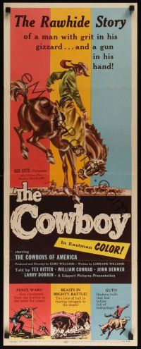 9t085 COWBOY insert '54 William Conrad narrates documentary about hell-raisin' & hard ridin' cowboys