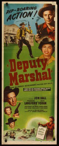 9t104 DEPUTY MARSHAL insert '49 cowboys Jon Hall & Dick Foran + pretty Frances Langford!