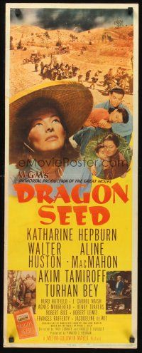 9t115 DRAGON SEED insert '44 Asian Katherine Hepburn, Walter Huston, from Pearl S. Buck novel!