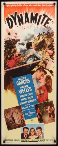 9t119 DYNAMITE insert '49 romantic close up of William Gargan & Virginia Welles + explosion!