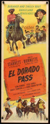 9t124 EL DORADO PASS insert '48 Charles Starrett as The Durango Kid + Smiley Burnette!