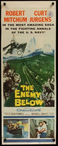 9t125 ENEMY BELOW insert '57 Robert Mitchum & Curt Jurgens in the amazing saga of the U.S. Navy!
