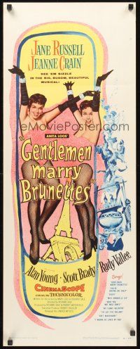 9t157 GENTLEMEN MARRY BRUNETTES insert '55 sexy Jane Russell & Jeanne Crain in the buxom musical!
