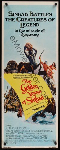 9t171 GOLDEN VOYAGE OF SINBAD insert '73 Ray Harryhausen, cool fantasy art by Mort Kunstler!