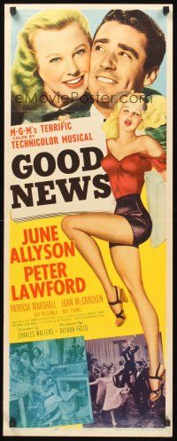 9t174 GOOD NEWS insert '47 romantic c/u of June Allyson & Peter Lawford + art of sexy dancer!