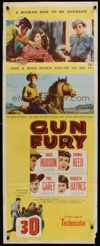 9t181 GUN FURY insert '53 3-D, Phil Carey steals Donna Reed & leaves Rock Hudson to die!