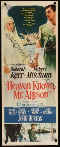 9t189 HEAVEN KNOWS MR. ALLISON insert '57 barechested Robert Mitchum w/rifle & nun Deborah Kerr!