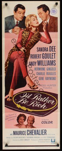 9t214 I'D RATHER BE RICH insert '64 sexy Sandra Dee between Robert Goulet & Andy Williams!