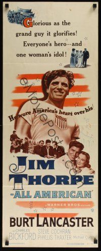9t229 JIM THORPE ALL AMERICAN insert '51 Burt Lancaster as greatest athlete of all time!