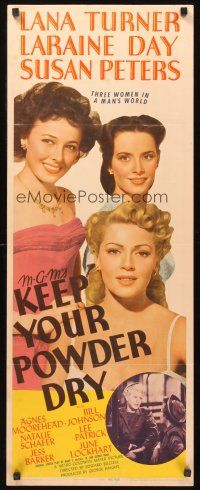 9t238 KEEP YOUR POWDER DRY insert '45 pretty Lana Turner, Laraine Day & Susan Peters!