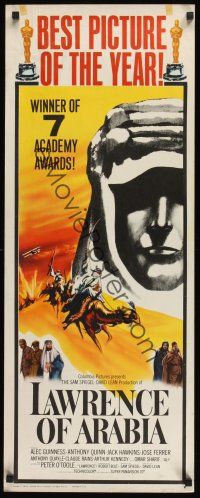 9t251 LAWRENCE OF ARABIA style B insert '62 David Lean classic starring Peter O'Toole, Best Picture!