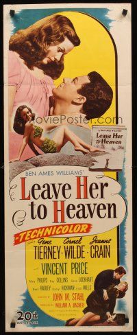 9t252 LEAVE HER TO HEAVEN insert '45 sexiest Gene Tierney, Cornel Wilde, pretty Jeanne Crain!
