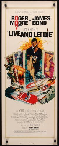 9t261 LIVE & LET DIE insert '73 art of Roger Moore as James Bond by Robert McGinnis!