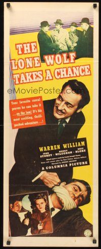 9t263 LONE WOLF TAKES A CHANCE insert '41 different image of Warren William with gagged man!