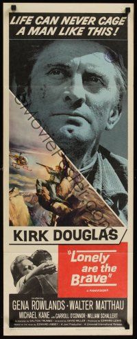 9t264 LONELY ARE THE BRAVE insert '62 Kirk Douglas classic, who was strong enough to tame him?