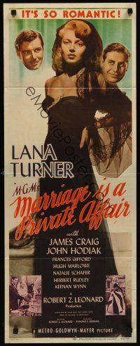 9t291 MARRIAGE IS A PRIVATE AFFAIR insert '44 full-length beautiful young glamorous Lana Turner!