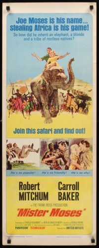 9t297 MISTER MOSES insert '65 Robert Mitchum & Carroll Baker are stealing Africa!