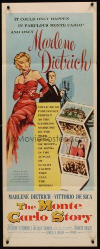 9t298 MONTE CARLO STORY insert '57 Marlene Dietrich, Vittorio De Sica, high stakes, low cut gowns!