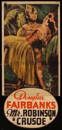 9t301 MR. ROBINSON CRUSOE insert '32 art of dashing Douglas Fairbanks carrying sexy island babe!
