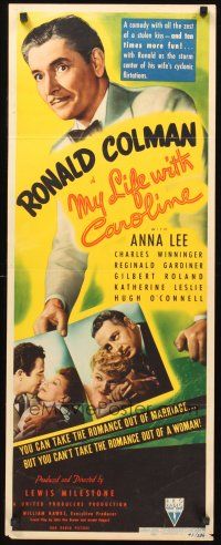 9t306 MY LIFE WITH CAROLINE insert '41 great close up art of Ronald Colman + 2 images w/Anna Lee!