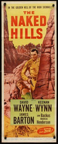 9t308 NAKED HILLS insert '56 David Wayne in the golden Hell of the High Sierras!