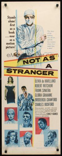 9t318 NOT AS A STRANGER insert '55 doctor Robert Mitchum, Olivia De Havilland, Frank Sinatra