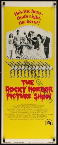 9t360 ROCKY HORROR PICTURE SHOW int'l insert '75 wacky image of 'the hero' Tim Curry & cast!