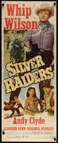 9t380 SILVER RAIDERS insert '50 great image of Whip Wilson with smoking gun & Andy Clyde!