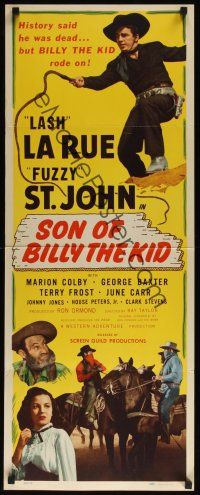 9t385 SON OF BILLY THE KID insert '49 Lash La Rue, Al Fuzzy St. John, cool cowboy images!