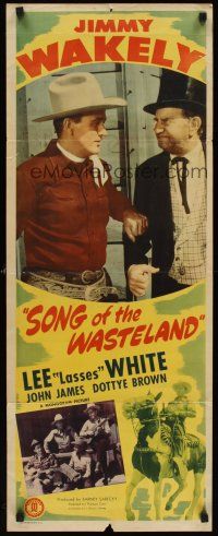 9t387 SONG OF THE WASTELAND insert '47 singing cowboy Jimmy Wakely close up, w/guitar & on horse!