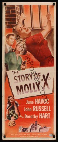 9t396 STORY OF MOLLY X insert '49 bad girl June Havoc ends up in woman's prison!