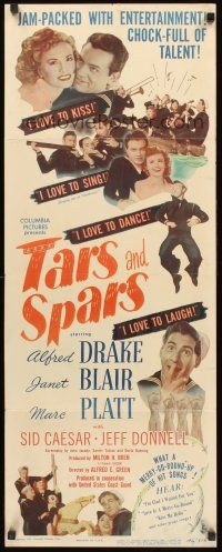 9t403 TARS & SPARS insert '46 Sid Caesar & Janet Blair on carousel horse, sailors & sexy girls!