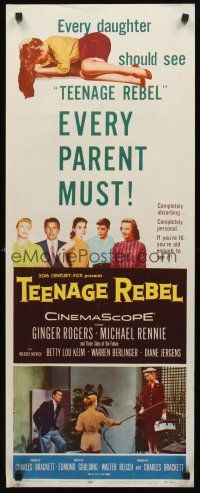 9t407 TEENAGE REBEL insert '56 Rennie sends daughter to mom Ginger Rogers so he can have fun!