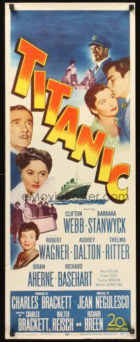 9t413 TITANIC insert '53 Clifton Webb & Barbara Stanwyck on the legendary cruise ship!