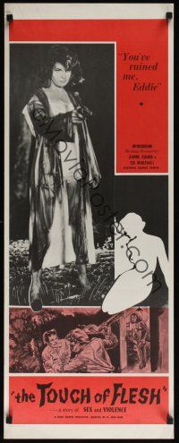 9t416 TOUCH OF FLESH insert '60 great image of girl in robe w/gun, You've ruined me, Eddie!